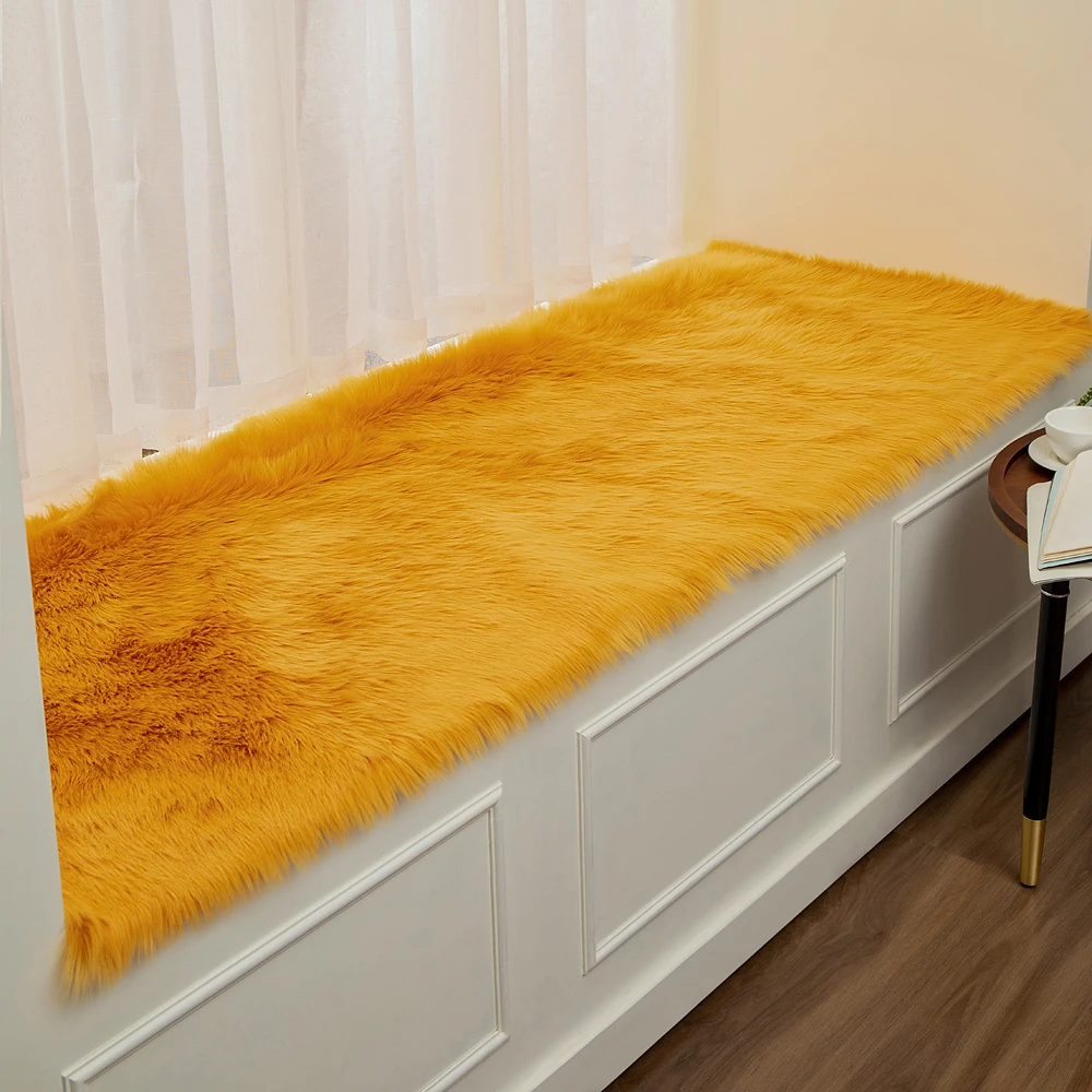 Hot sale factory price fluffy shaggy soft long hair faux fur area living room window mat