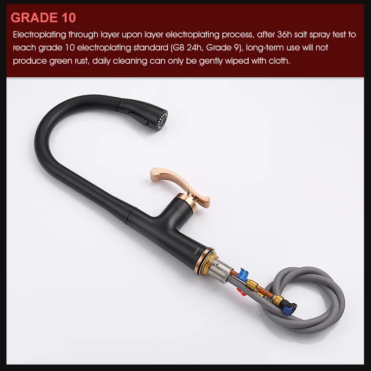 modern gold black kitchen mixer polished pull down kitchen sink faucet