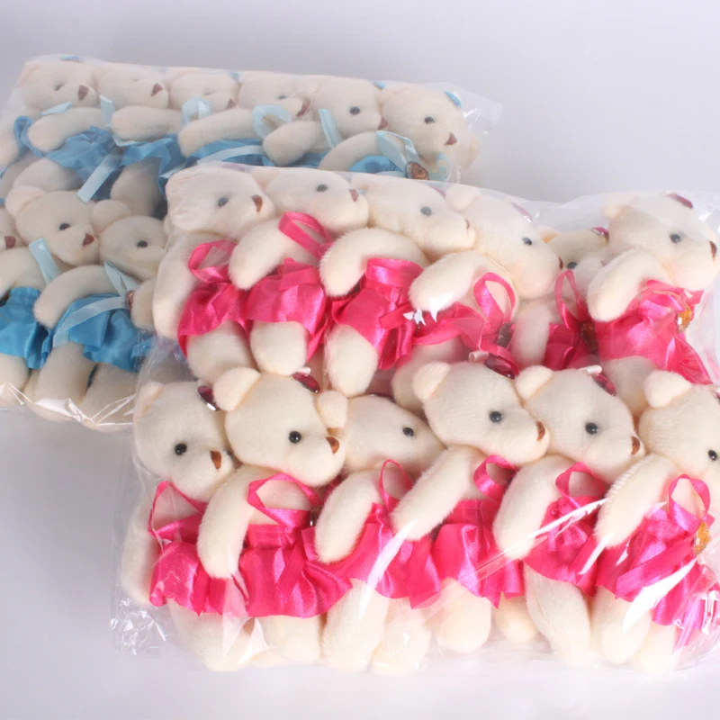 12pcs/Lot 11 Colors Mini Teddy Bear Stuffed Plush Toys Diamond Female Teddy Bear Dolls for Wedding  Bears with Dress