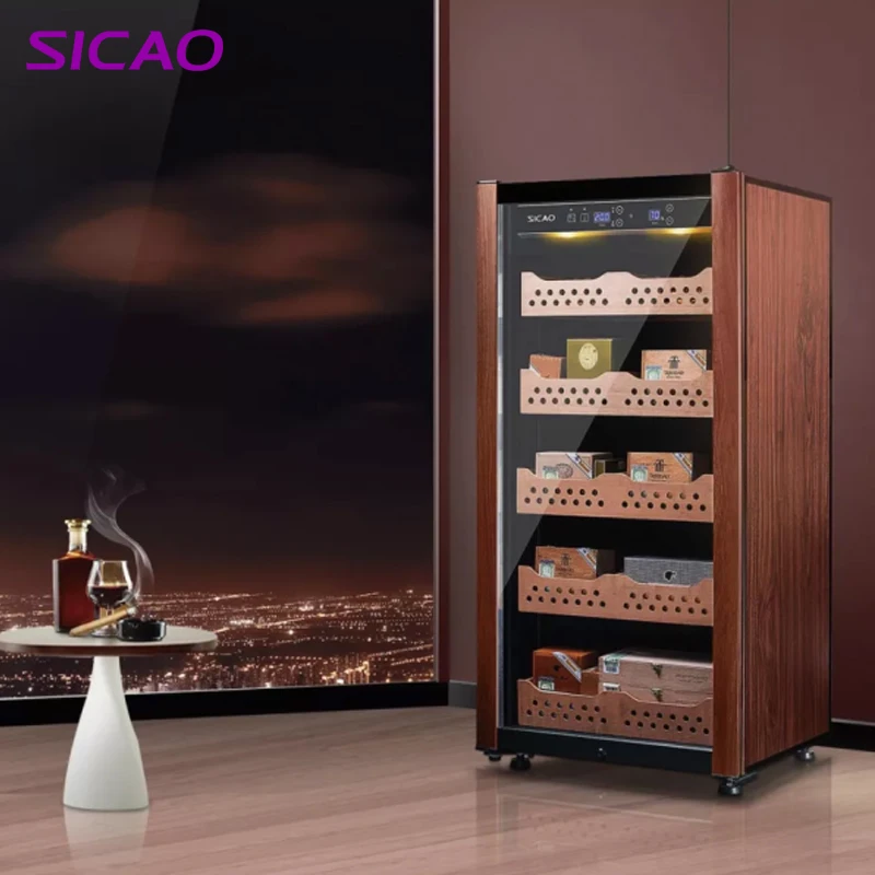 
SICAO C5 embraco electric best refrigerator humidor wooden digital humidity control cabinet electrical cigar fridge cooler 