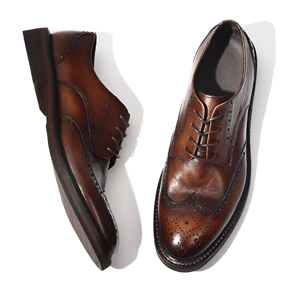 New Trend Genuine Leather Shoes Men Formal Shoes for Business Full grain Leather Soft Comfortable Dress Shoes