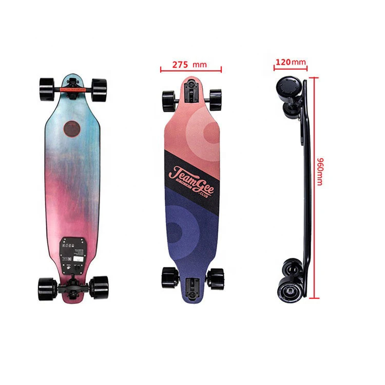 Smooth riding wearable PU/78A tire strong power remote control electric skateboard
