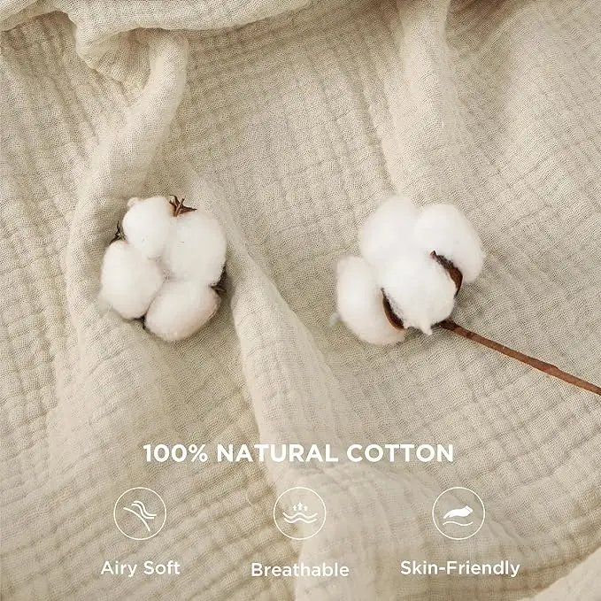 Organic soft Natural printed breathable custom muslin fabric for clothing, baby products, and home textiles