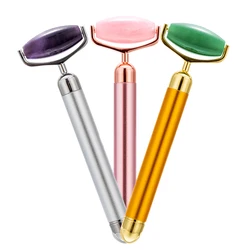 24K Massage Tools Spa Massager Natural Stone 2 in 1 Electric Energy Beauty Bar Jade Roller