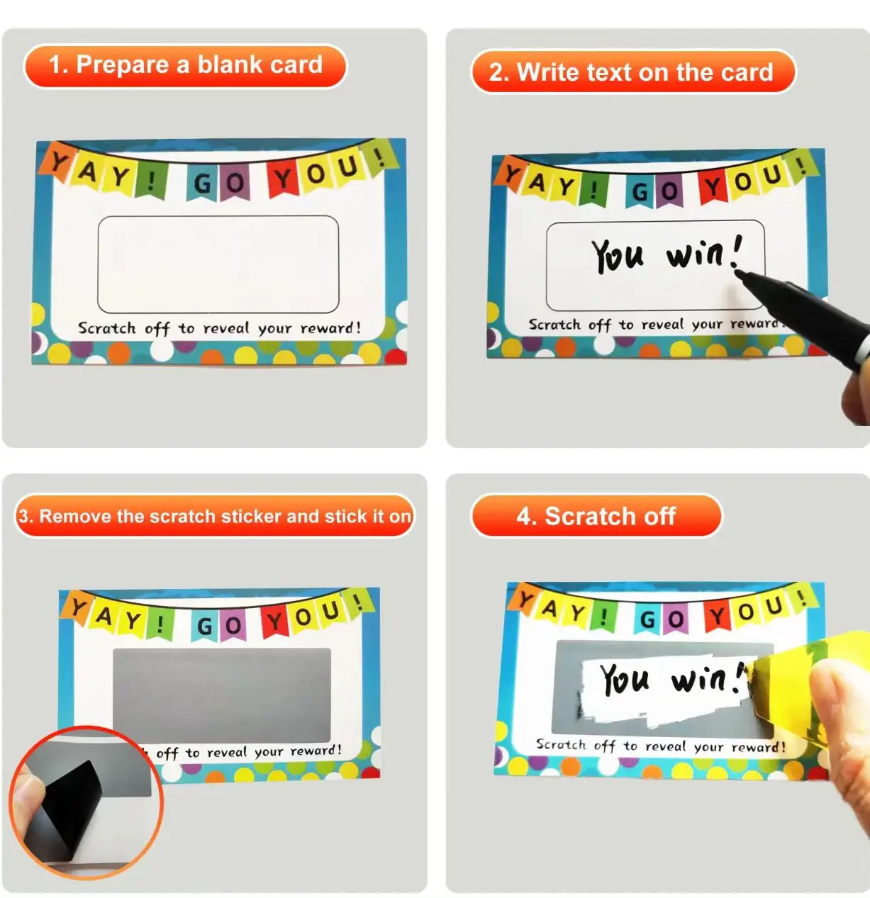 Custom Scratch Cards Free Sample Business Scratch Off Cards Lottery Tickets Win Cards Scratch Off to Reveal Your Reward