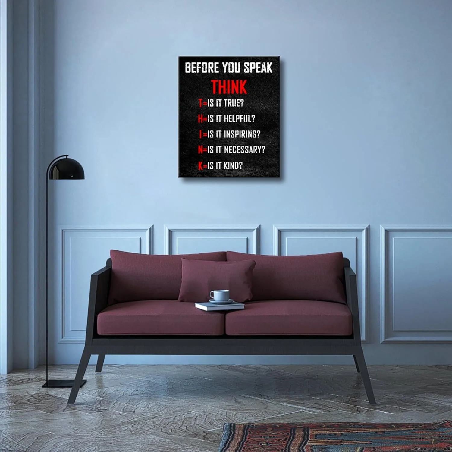 BIGIMAGE Modern Canvas Prints Wall Art Motivational Think You Speak Poster with Positive Quotes for Classroom Office Living Room