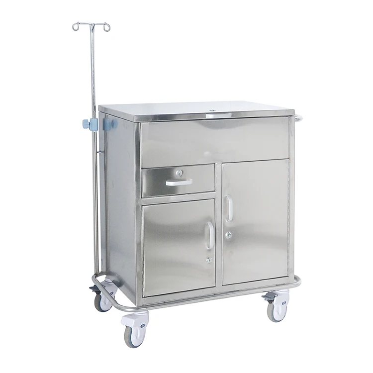 BMT38 Stainless Steel Two-barrel Dirt Cleaning Medical Waste Transport Trolley
