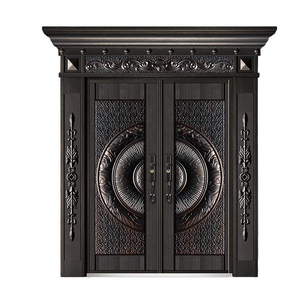 Cheapest German Style Cast Aluminium Door Durable Front Security Door with Stainless Steel Handle