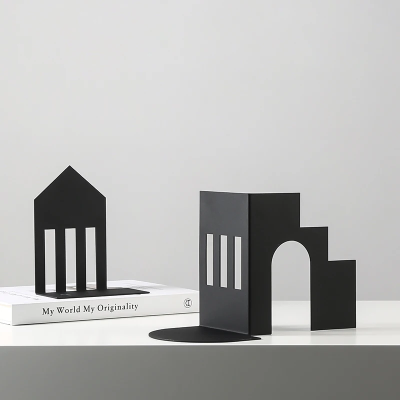 Modern White Black Blue New Arrival Metal Decorative Creative Metal Bookends Sujetalibros Book End