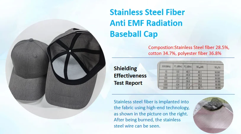 EMF Cap Anti 5G Radiation Shielding Hat Faraday Knit Cap With Stainless steel fabric