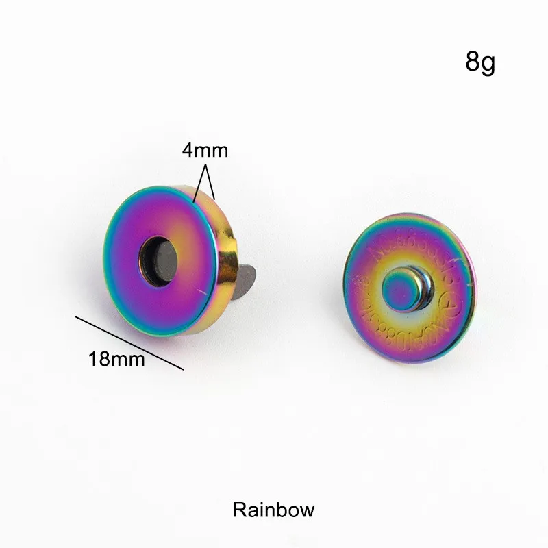 Wholesale 18*4mm Sewing Craft Accessoires Magnet Button Clasp Snap Fasteners rainbow magnetic snaps  for bags