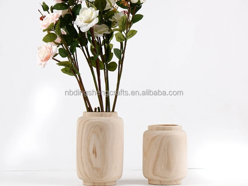 China Factory Promotion natural wood home decorative flower vase for sale