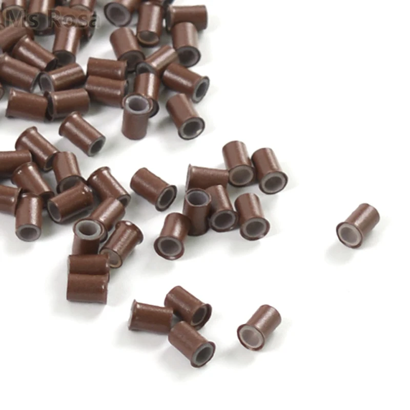 Flare Silicone Copper Beads 4.0*3.0*6.0MM Hair Extensions Tubes Microring Metal Dreadlock Dread Cuff Beads For Hair Extensions