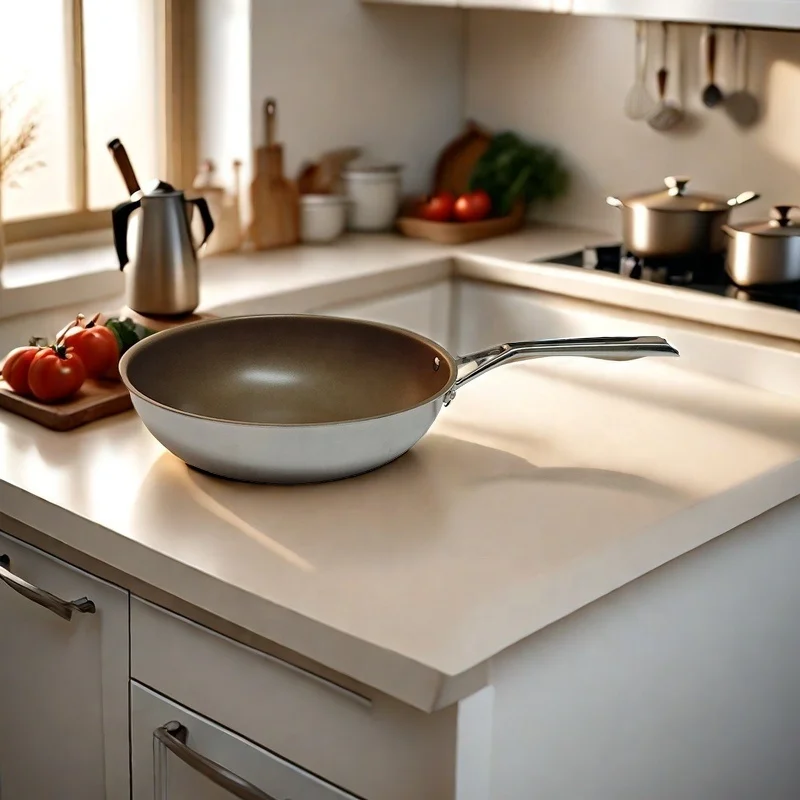 Top Quality Aluminium Alloy Layer Original Wok Induction Universal Gas Stainless Steel 430 Catering Wok