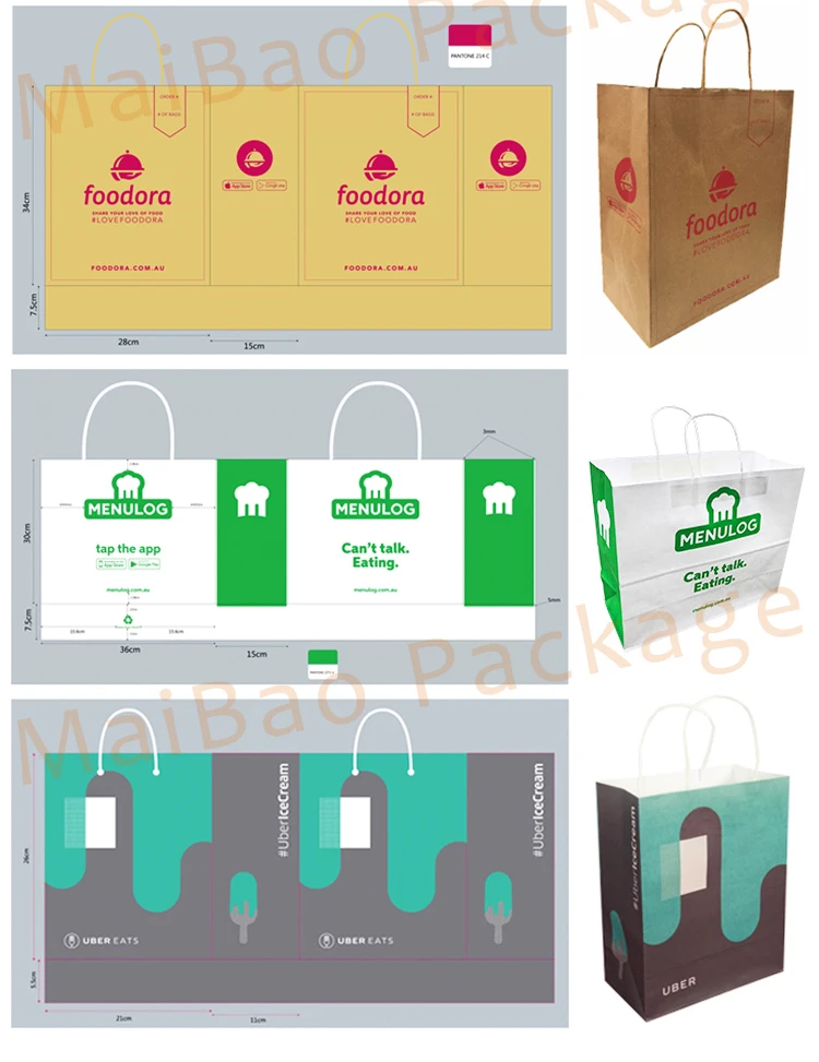 ECO friendly Recyclable Custom logo black white Printing wholesale shopping gift Brown craft Kraft Paper Bag with Handles