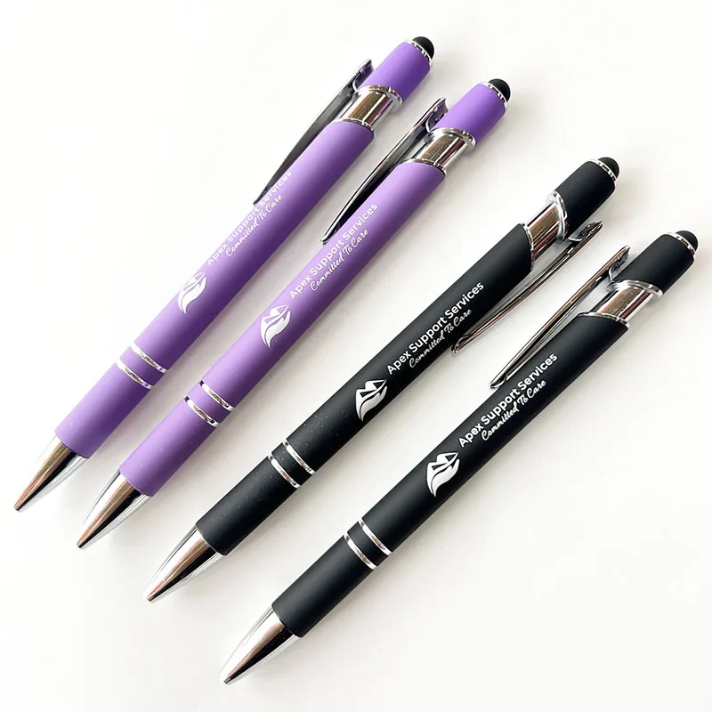 Soft rubber Gel metal ball Pen- Roller ball Pens with personalized 0.5mm black gel pen custom Logo