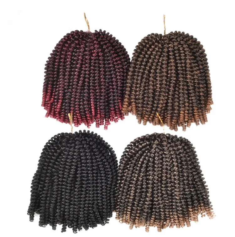 Маленькая пружинная оплетка для хвоста пружинный твист дреды синтетическая бомба вязанные крючком удлинители волос афро кудрявые заколки волос> = 30%