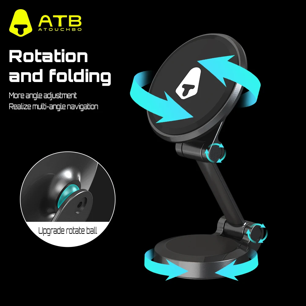 ATB Zinc Alloy Magnetic Car Phone Holder 360 Rotation Dashboard Magnetic Phone Holders for Car