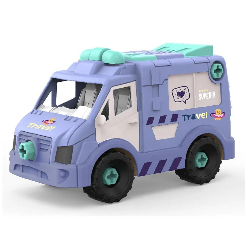 36months toddler educational puzzle hand assemble DIY free wheel school bus