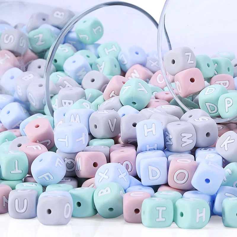 New Design Funny BPA Free Silicone Teething Letter Beads For Jewelry