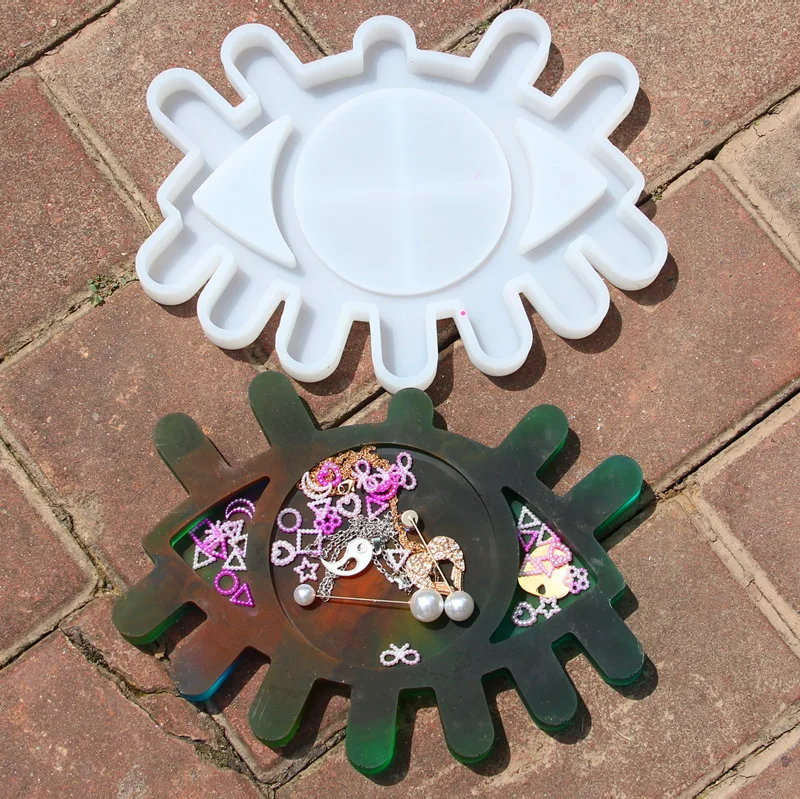 W026 блестящая силиконовая форма для макияжа глаз из смолы, фоторамка, украшение для дома, лоток для хранения, форма из эпоксидной смолы