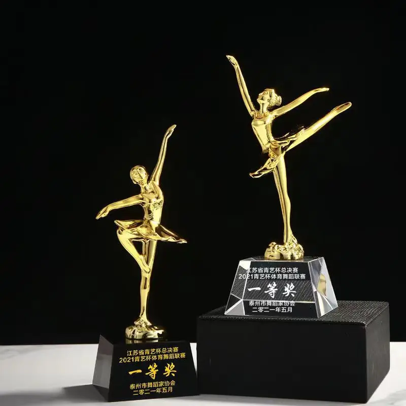 Custom Resin K9 Crystal Gold School College Ballet Competition Dancelife Trophies Plaque Dance Trophy