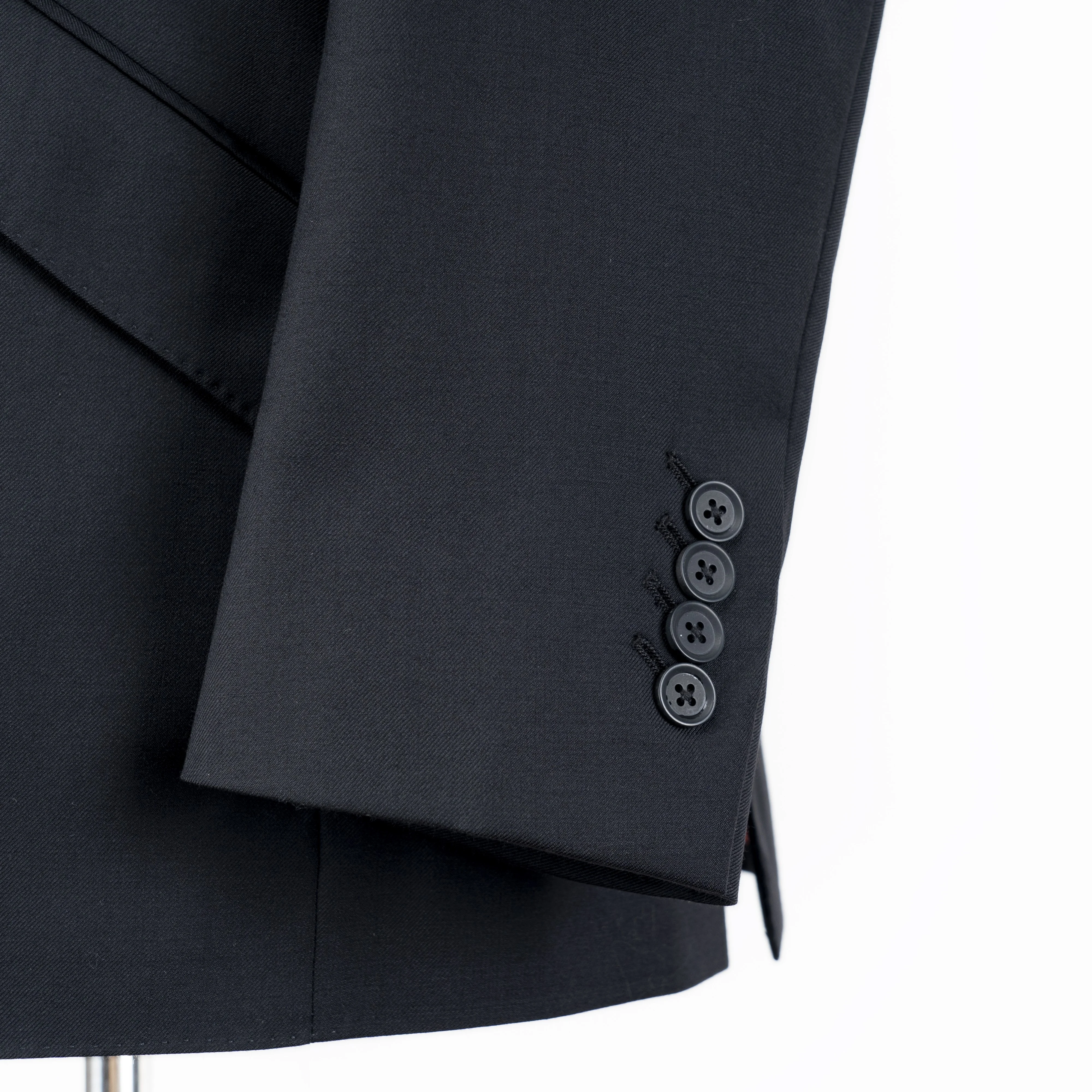 Double Breasted Black Two Pieces Three Pockets Made To Measure Custom Made Wool Mens Business Casual Tailored Peaked Suit