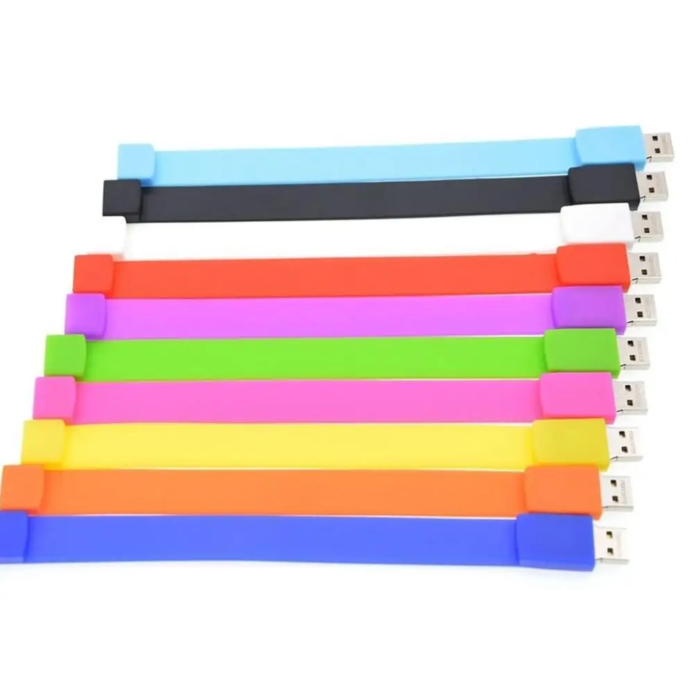 Colorful Wristband Silicon 64GB 128GB Pen Drive Memory Stick Bracelet USB Flash Drive Bracelet U Disk Promotional Gift