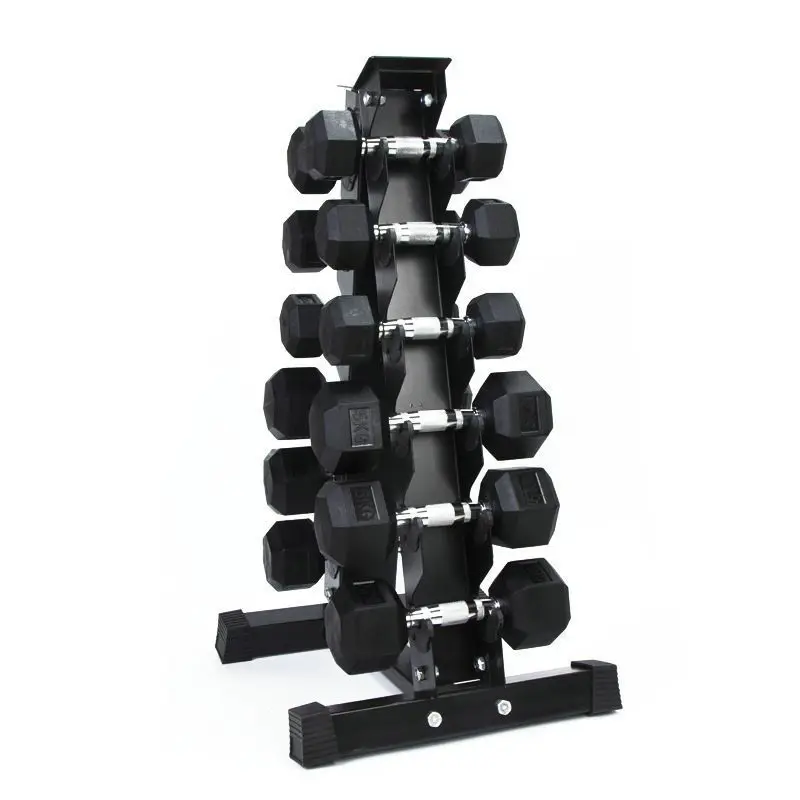 Custom Logo Printed Triangle Dumbbell Set Rack Gym Hex Dumbbells Rack 6 Tier Dumbbells Rack Stand