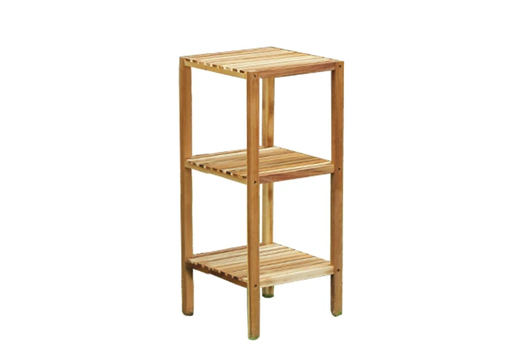 Wholesale Home 4 Tier Shower Storage Rack Wood Bamboo Bathroom Corner Shelf