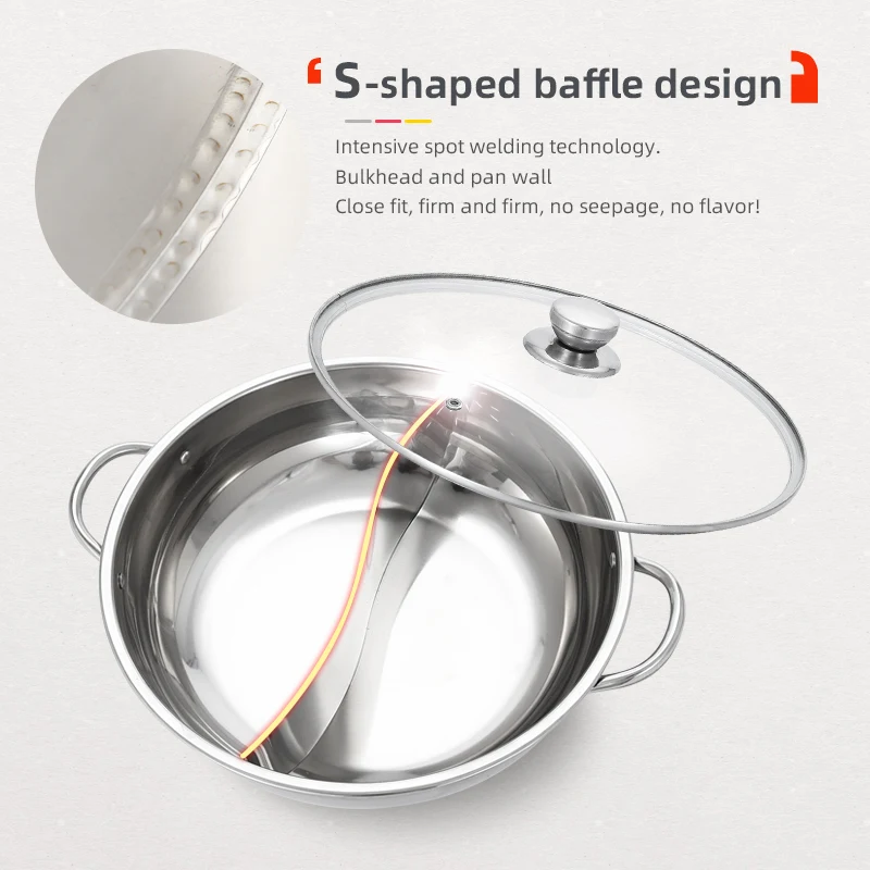 Hot Pot Induction Cooker Chinese Pan 201 Stainless Steel Hotpot With Lid Cooking Pots For Kitchen Cookware