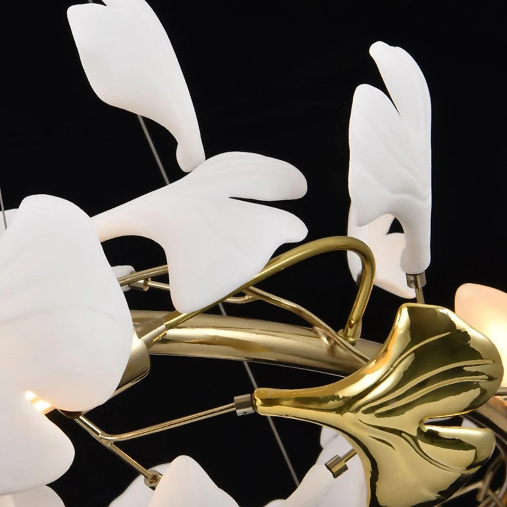 Extra Large Tall Ceramic leaf Chandelier High Ceiling Decorative Luxury Loft Hotel Lighting tulip chandelier Fixture