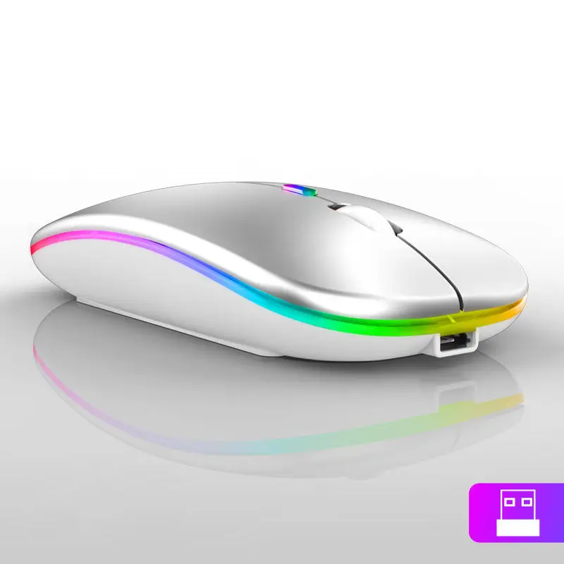Wireless Mouse RGB BT Computer Mouse Silent Rechargeable Ergonomic Mouse With LED Backlit USB Optical Mice for PC Laptop