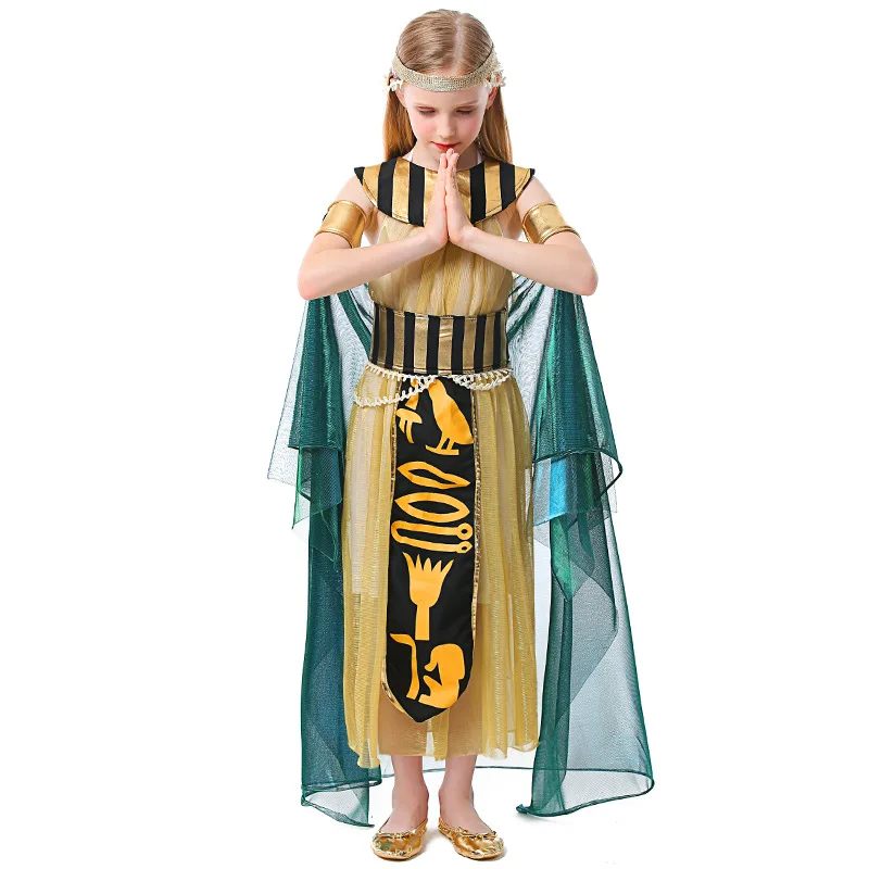 Kid Halloween Carnival Party Pharaoh Queen Boy Girl Egyptian Cleopatra Costume AGHC-008
