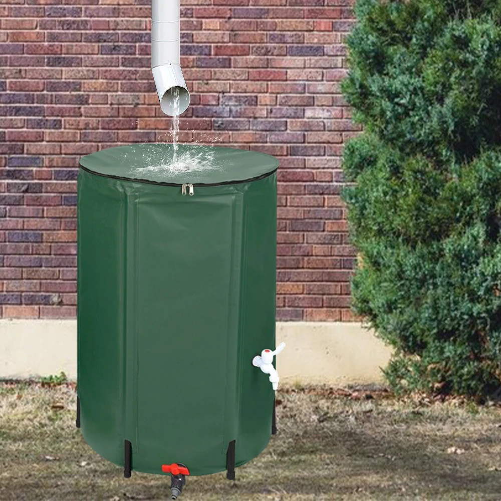 Wholesale pvc plastic home foldable rain barrel 250-500L water collection system rain water tank wit filter net