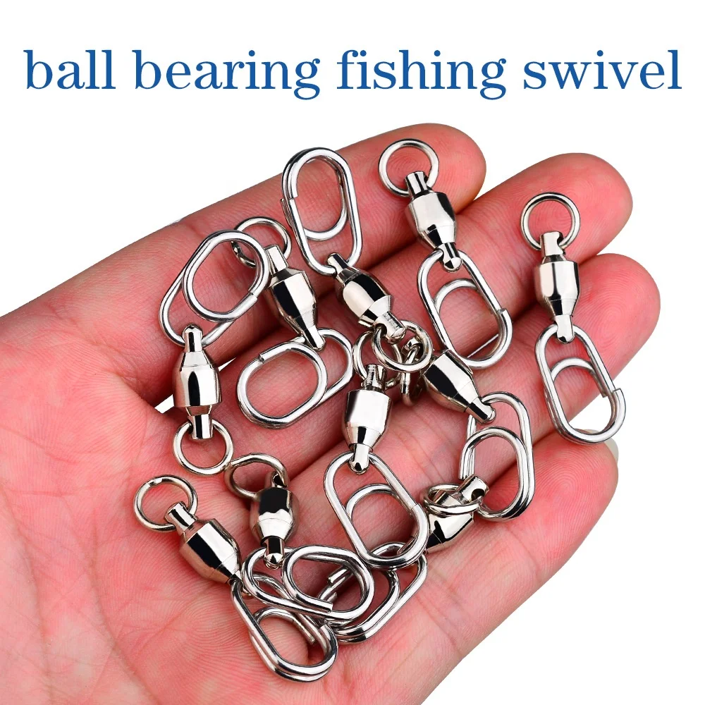 Stainless Steel Pin Bearing Rolling Swivel Connector Snap Clip Fishing Tools Pesca Ball Bearing Swivel Fishing Accessories Peche