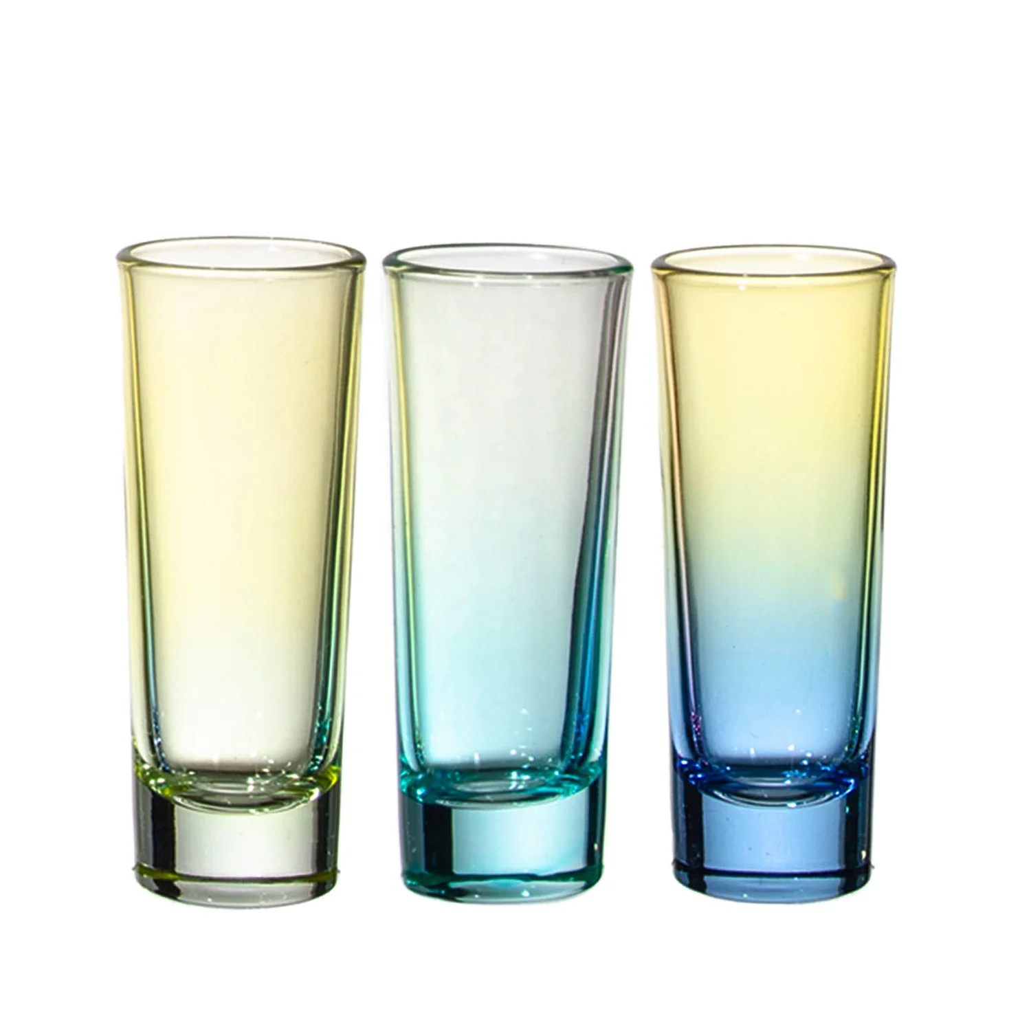 Custom Barware Small Long Thick bottom colored mini tumbler shot glass Liquor 2 oz shot glasses with logo for tourist souvenir