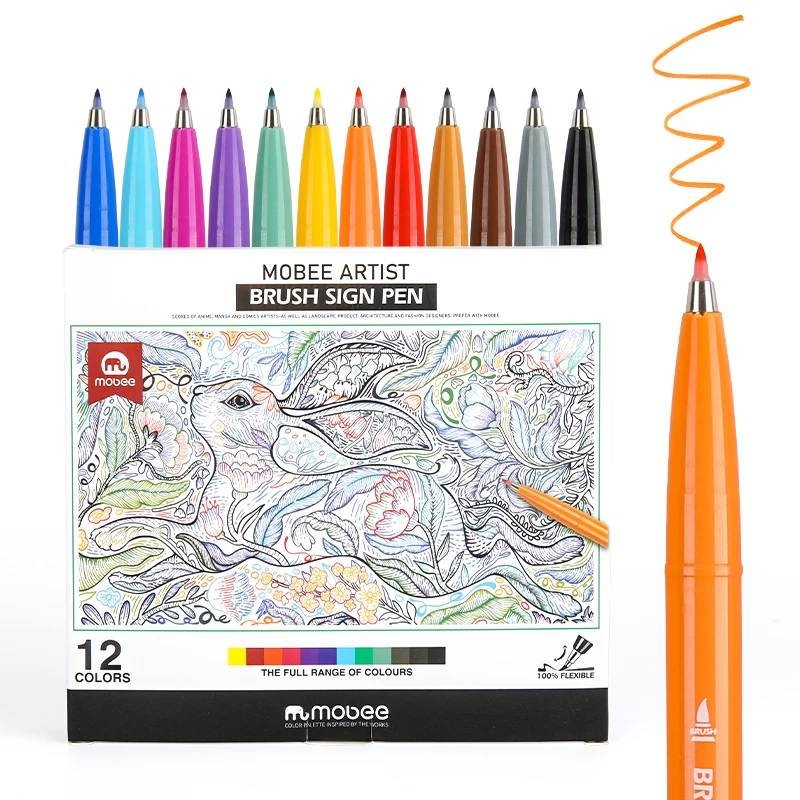 Mobee P-665F china factory Brush Sign Pen TOUCH BRUSH Soft Paint Pen Colors Pen Graffiti Painting