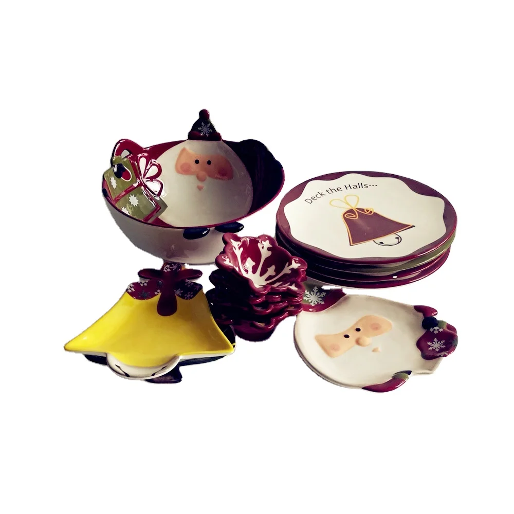 Ceramic Winterfest Collection Festive Assorted Hand-Stamped Holiday Designs Ceramic Dinnerware Set tableware set