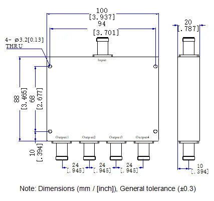 TNC Splitter 300-600MHz 4 Way rf power divider 4-Way  Wilkinson Power Spliter combiner  Passive suppliers