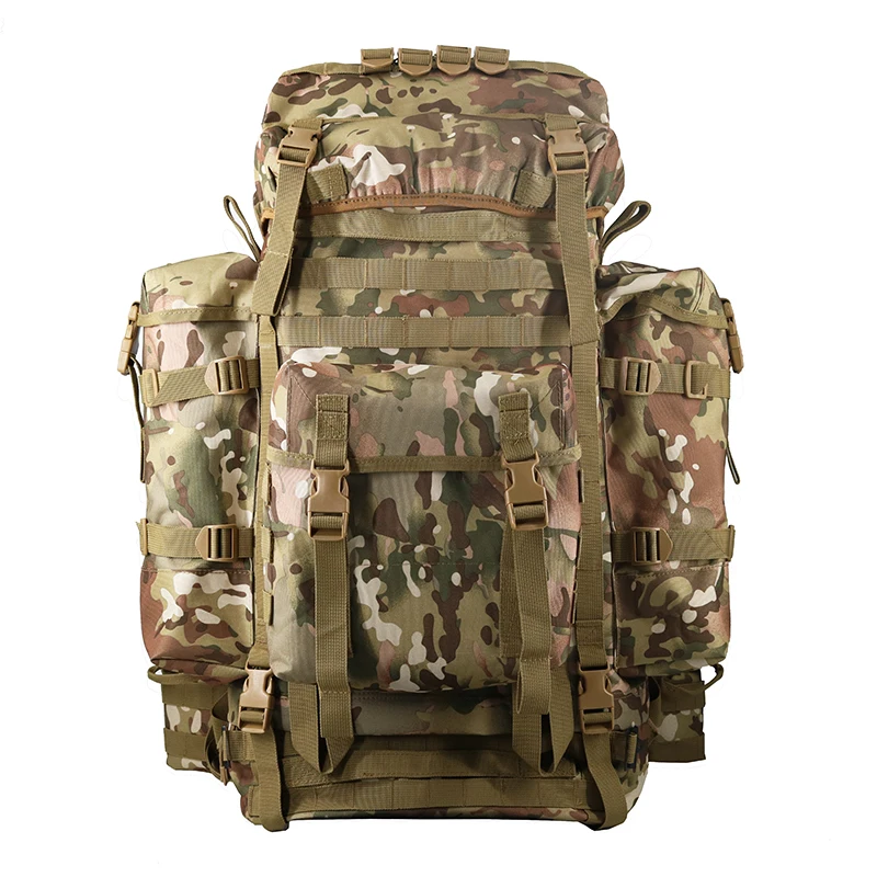 Wholesale Multi-function Large Capacity Detachable Camping Hiking Aluminum Frame Rain cover 80L Molle Tactical Backpack