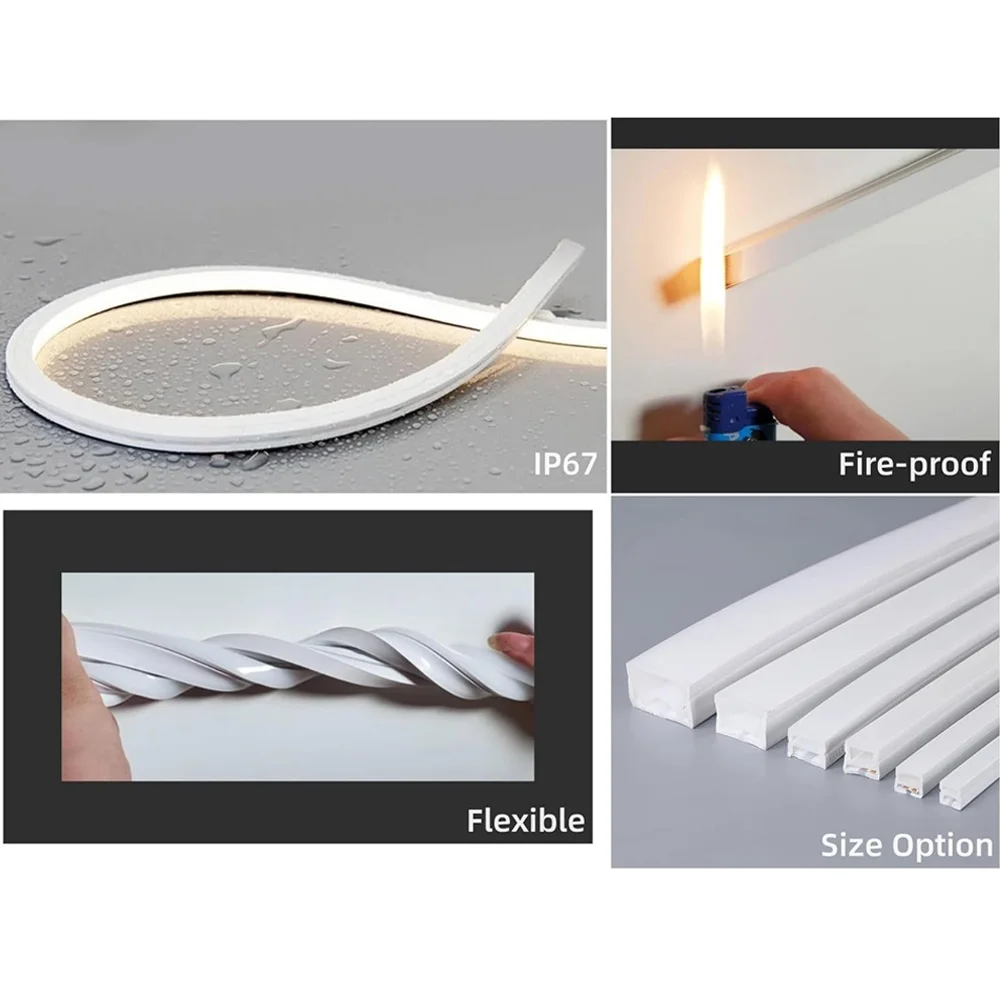 Flat Top 100m 200m  10x10mm empty Soft led Neon silicone Tube for 5mm  led strip