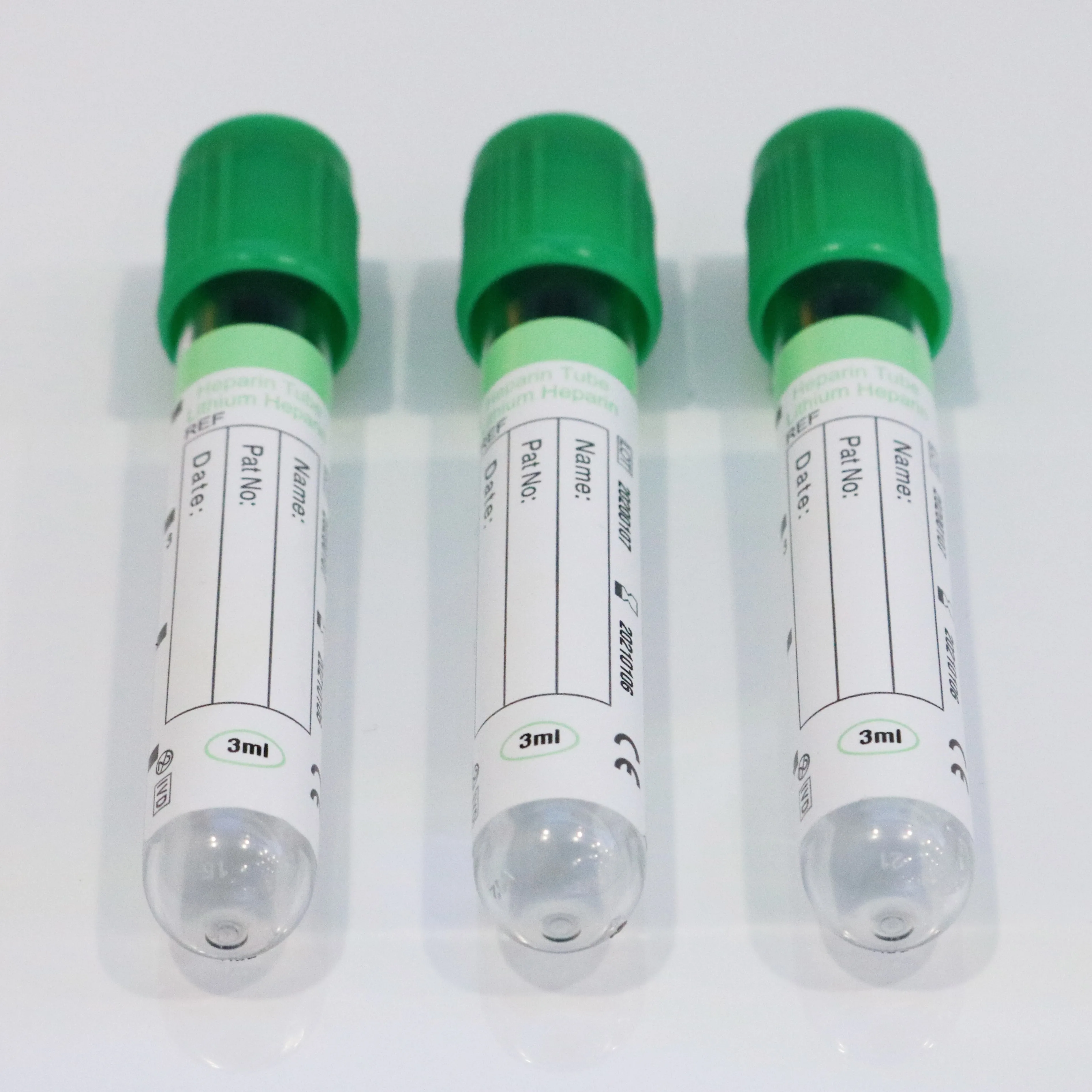 PET and glass green top vacuum Blood Collection Heparin Tubes Lithium Heparin sodium heparin 3ml 4ml 13*75 mm good quality