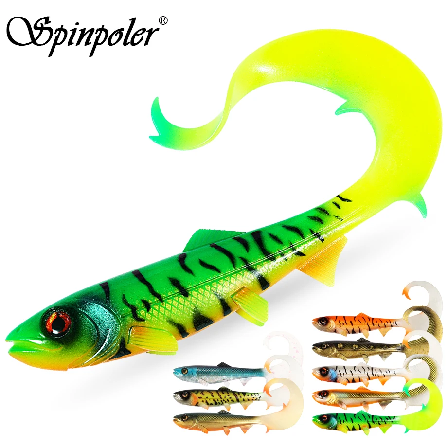 Spinpoler Firebomb Soft Fishing Lure Swimbait 17.5cm 22cm Long Wavy Tail Big Pike Bait Grub Seductive Swimming Action Rig Jig