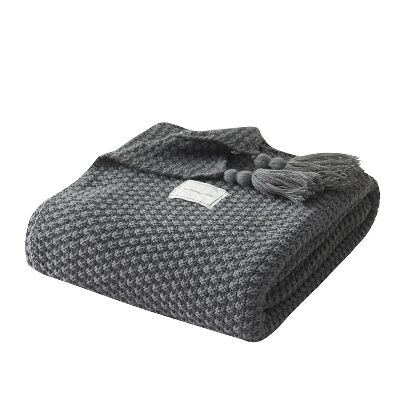  Nordic tassel knitted ball wool blanket office air conditioning lunch break shawl sofa