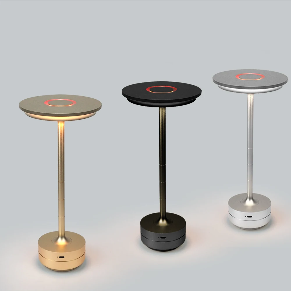 Modern Metal Bar Outdoor Cordless Bar Restaurant Table Lamp Cordless Decorative Lamps Led Touch Rechargeable  Table Lamp