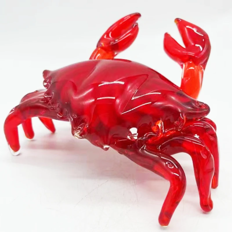 Exquisite Handmade Red Crab Murano Art Glass Handicraft Sculpture for Aquarium Decoration