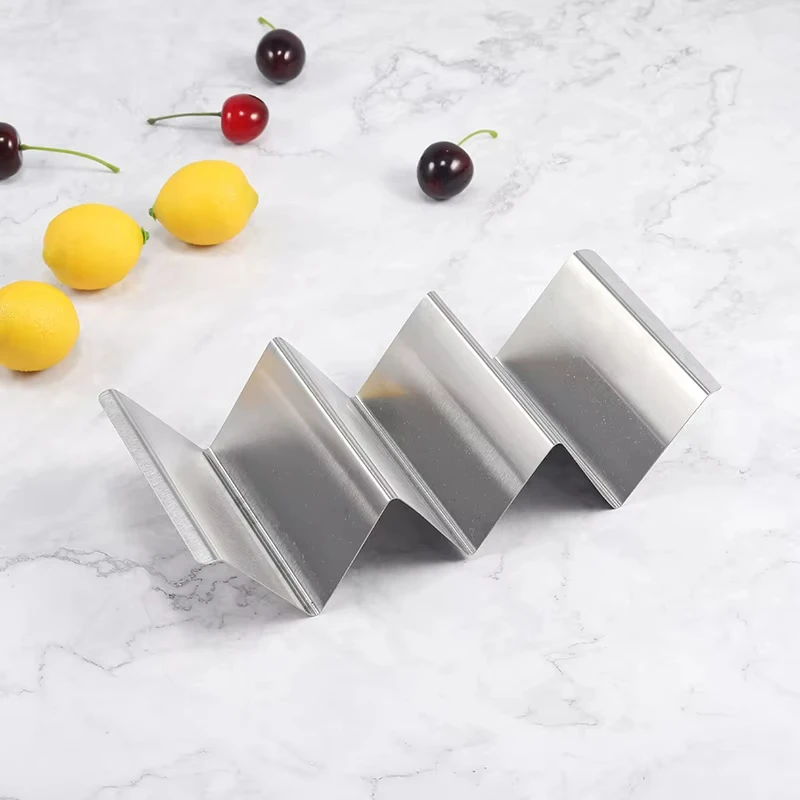 wholesale Wavy-shaped 4 pack stainless steel taco holder stand set of 4 tray style