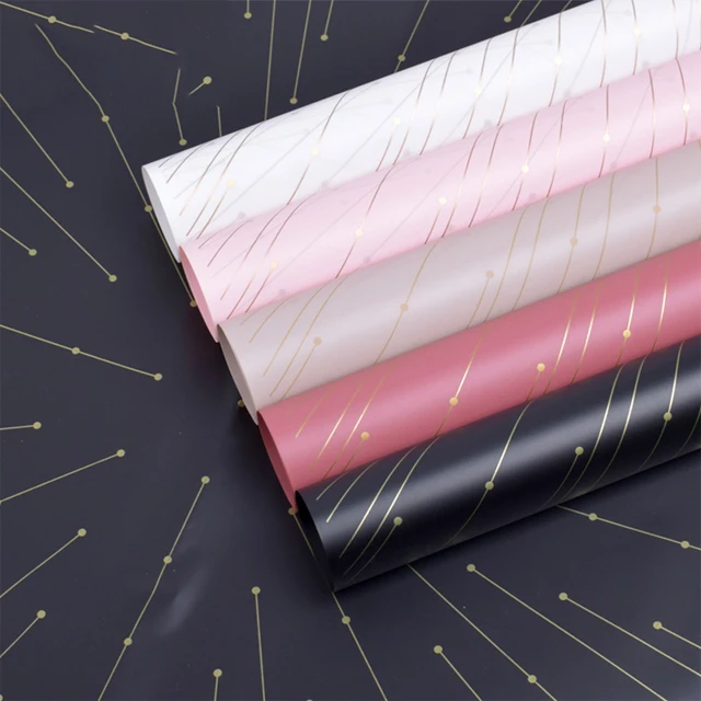 Wholesale korean style waterproof rose floral bouquets packing plastic roll tissue flowers wrapping paper packaging