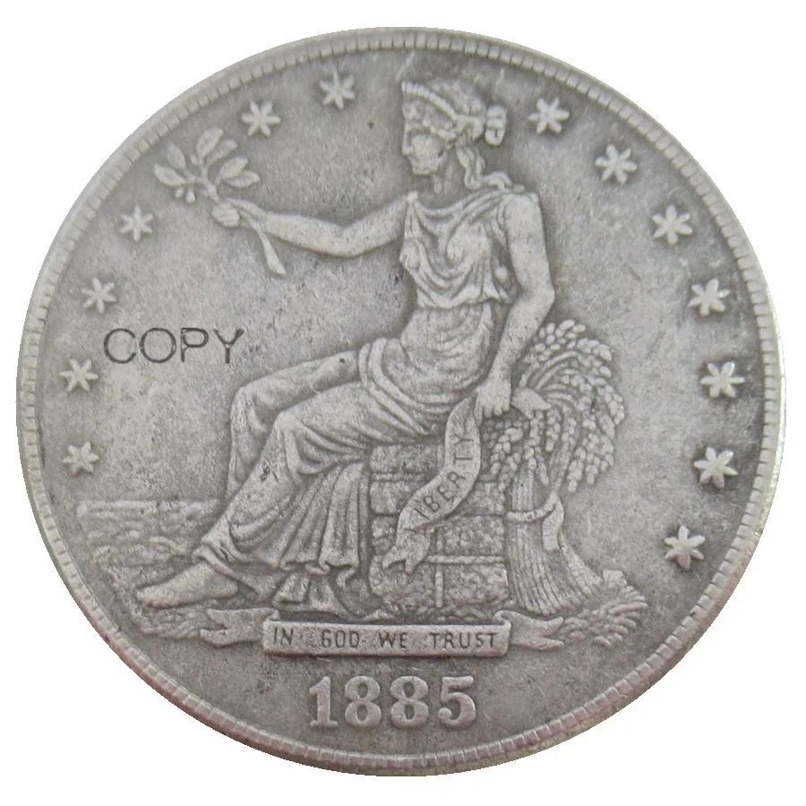 US 1885 Trade Dollar Silver Plated Replica Decorative Commemorative Coins